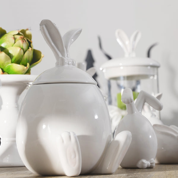 Beautiful Hand-Painted Rabbit Jar