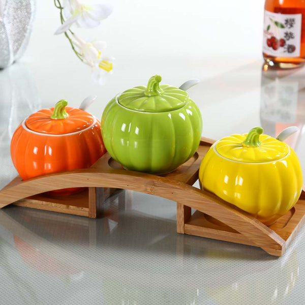 Creative Pumpkin Shape Ceramic Jar