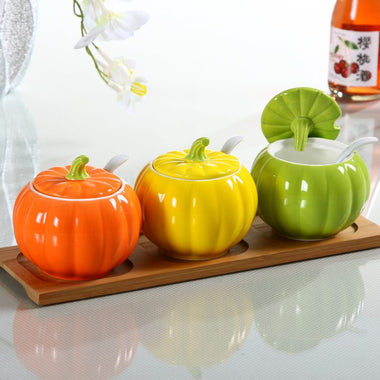 Creative Pumpkin Shape Ceramic Jar