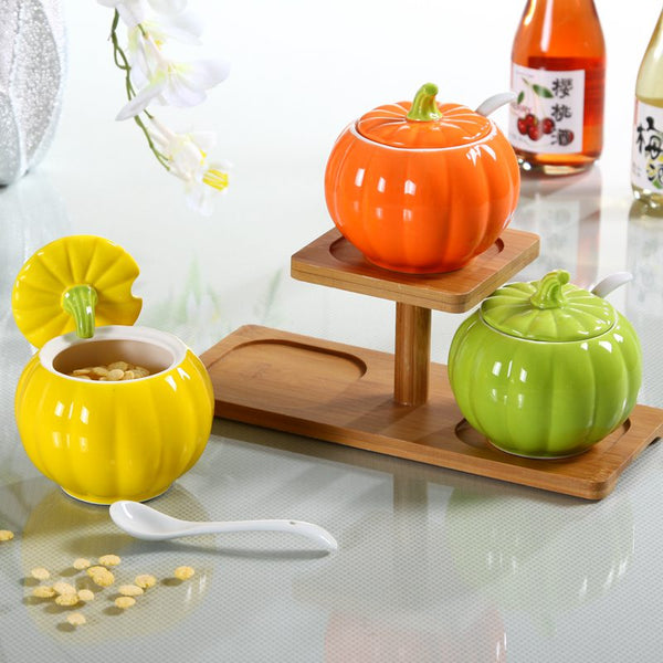 Creative Pumpkin Shape Ceramic Jar