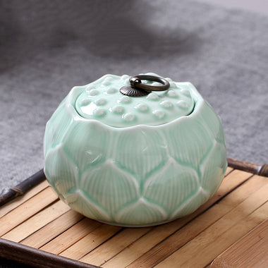 Ceramic Lotus Storage Jar