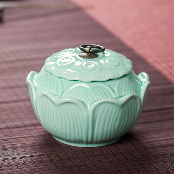 Ceramic Lotus Storage Jar