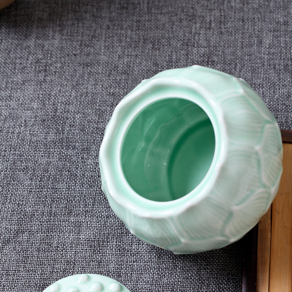 Ceramic Lotus Storage Jar
