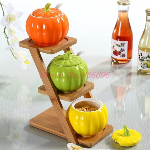 Creative Pumpkin Shape Ceramic Jar
