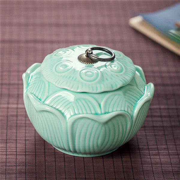 Ceramic Lotus Storage Jar