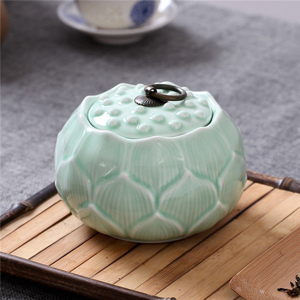 Ceramic Lotus Storage Jar
