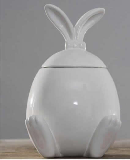 Beautiful Hand-Painted Rabbit Jar